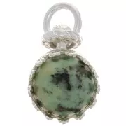 925 Sterling Silver Round swivel crown pendant - for 8mm beads x1 